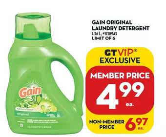 Giant Tiger Gain original laundry detergent offer