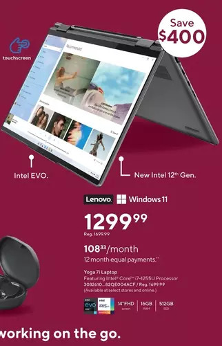 Staples Lenovo yoga 7i laptop offer