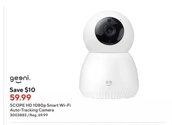 Staples Geeni scope hd 1080p smart wi-fi auto-tracking camera offer