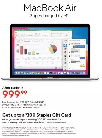 Staples Macbook air offer