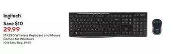 Staples Logitech mk270 wireless keyboard and mouse combo for windows offer