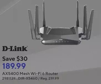 Staples D-link ax5400 mesh wi-fi 6 router offer