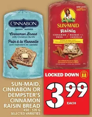 Food Basics Sun-maid, cinnabon or dempster's cinnamon raisin bread offer