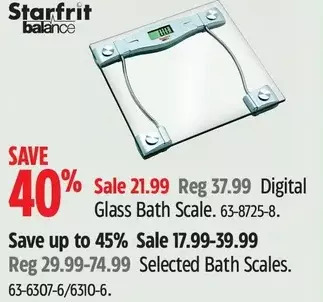 Canadian Tire Starfrit digital glass bath scale | bath scales offer