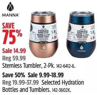 Canadian Tire Manna stemless tumbler, 2-pk offer