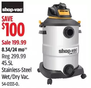 Canadian Tire Shop•vac 45.5l stainless-steel wet/dry vac offer