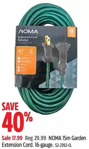 Canadian Tire Noma 15m garden extension cord offer