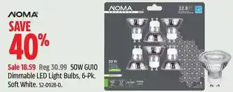Canadian Tire Noma 50w gu10 dimmable led light, 6-pk soft white offer