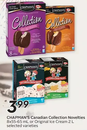 Sobeys Chapman's canadian collection novelties or original ice cream offer