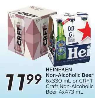 Sobeys Heineken non-alcoholic beer or crft craft non-alcoholic beer offer