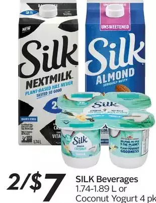 Sobeys Silk beverages or coconut yogurt offer
