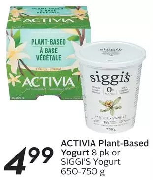Sobeys Activia plant-based yogurt or siggi's yogurt offer