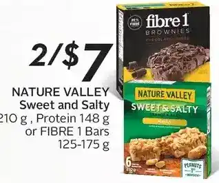Sobeys Nature valley sweet and salty, protein or fibre 1 bars offer