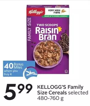 Sobeys Kellogg's family size cereals offer