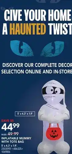 RONA Inflatable mummy with tote bag offer