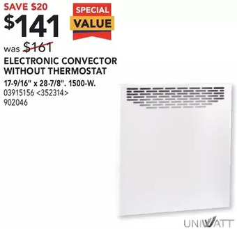 RONA Uniwatt electronic convector without thermostat offer