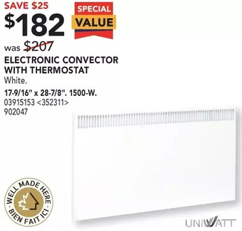 RONA Uniwatt electronic convector with thermostat offer
