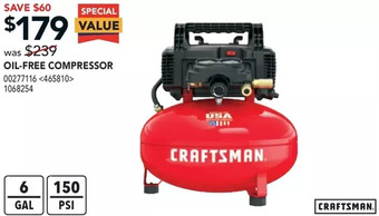 RONA Craftsman oil-free compressor offer