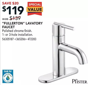 RONA Pfister "fullerton" lavatory faucet offer
