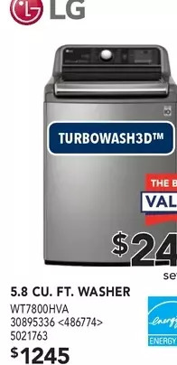 RONA Lg 5.8 cu. ft. washer offer