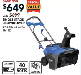 RONA Single-stage snowblower offer
