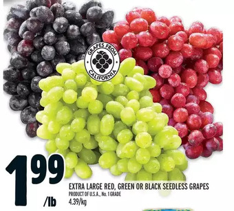Metro Extra large red, green or black seedless grapes offer