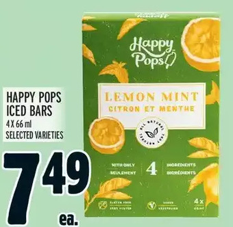 Metro Happy pops iced bars offer