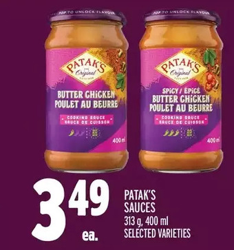 Metro Patak's sauces offer