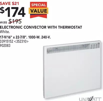 Lowe's Uniwatt electronic convector with thermostat offer