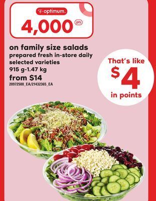 Loblaws Family size salads, 915 g-1.47 kg offer