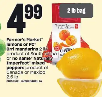 Loblaws Farmer's market™ lemons or pc® orri mandarins, 2 lb or no name® naturally imperfect™ mixed peppers, 2.5 lb offer