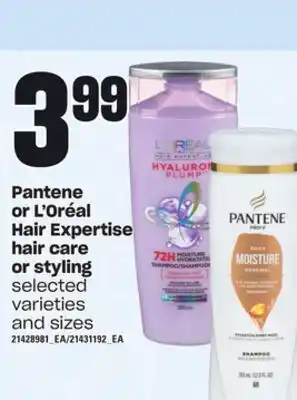 Loblaws Pantene or l'oréal hair expertise hair care or styling offer