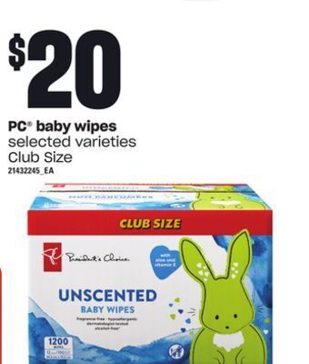 Loblaws Pc® baby wipes offer