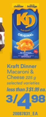 Loblaws Kraft dinner macaroni & cheese 225 g offer
