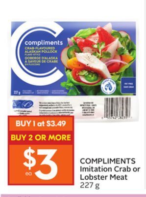 Foodland Compliments imitation crab or lobster meat 227 g offer