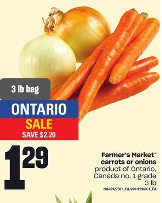 Independent Grocer Farmer's market™ carrots or onions, 3 lb offer