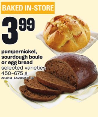 Independent Grocer Pumpernickel, sourdough boule or egg bread, 450-675 g offer