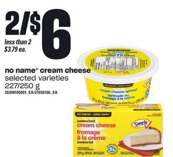 Independent Grocer No name® cream cheese, 227/250 g offer