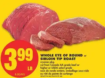 No Frills Whole eye of round or sirloin tip roast offer