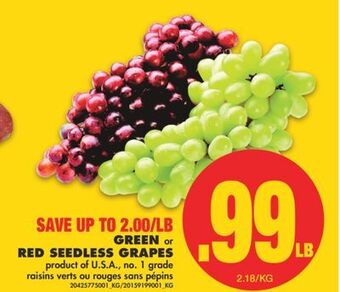 No Frills Green or red seedless grapes offer