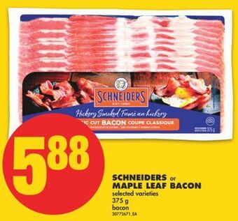 No Frills Schneiders or maple leaf bacon, 375 g offer