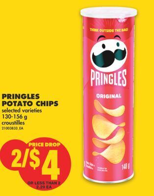 No Frills Pringles potato chips, 130-156 g offer