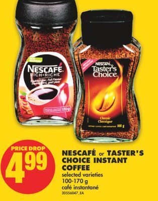 No Frills Nescafé or taster's choice instant coffee, 100-170 g offer