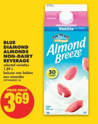 No Frills Blue diamond almonds non-dairy beverage, 1.89 l offer