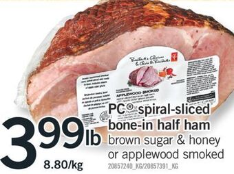 Fortinos Pc® spiral-sliced bone-in half ham offer