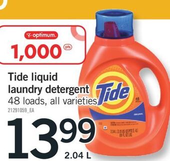 Fortinos Tide liquid laundry detergent, 48 loads offer