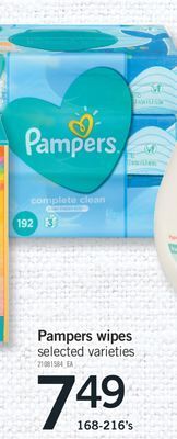 Fortinos Pampers wipes, 168-216's offer