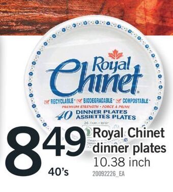Fortinos Royal chinet dinner plates, 10.38 inch, 40's offer