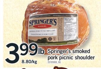 Fortinos Springer's smoked pork picnic shoulder offer