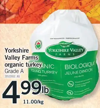 Fortinos Yorkshire valley farms organic turkey offer